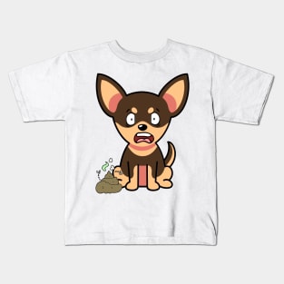 Funny small dog smells stinky poo poo Kids T-Shirt